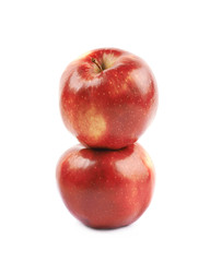 Two ripe red apples isolated