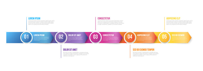 Infographics Arrows Template 5 steps