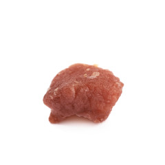 Single fried bacon cube isolated