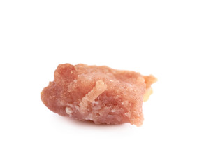 Single fried bacon cube isolated