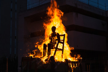 Marimanta burning in celebration of the carnival