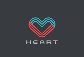 Obraz premium Heart Logo abstract design Linear Valentines day of Love Wedding