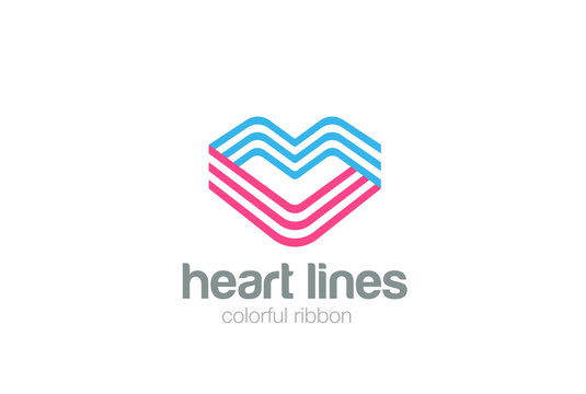 Heart Logo design Linear. Valentines day of Love Wedding icon