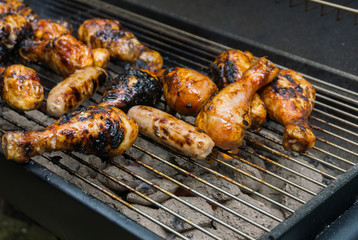 Outdoor Barbeque chicken cooking