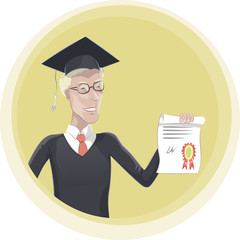 graduate with diploma vector illustration