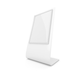 Outdoor Advertising Stand Banner Shield Display - mockup template isolated on white. 3D rendering