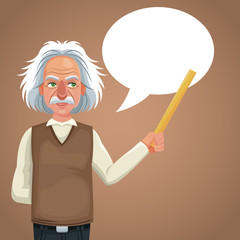 character scientist physical holding ruler bubble speech vector illustration eps 10