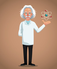 character scientist physical and atom vector illustration eps 10
