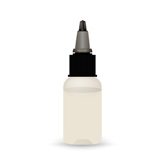 White vape bottle with liquid. Electronic cigarette accessorize, blank 3d object mockup for vaporizer design