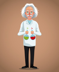 character scientist physical with test tube laboratory vector illustration eps 10