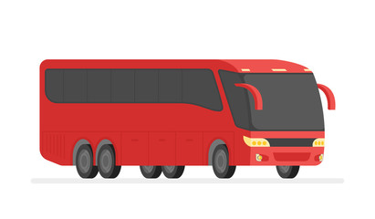 Corner view bus on the road vector illustration