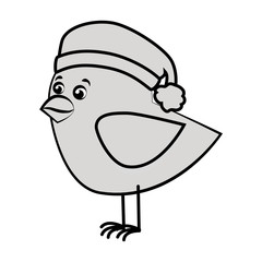 bird with christmas hat vector illustration design