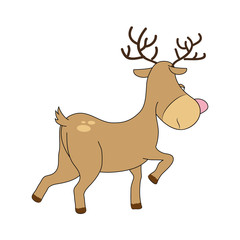 happy merry christmas reindeer card vector illustration design