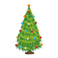 happy merry christmas tree card vector illustration design