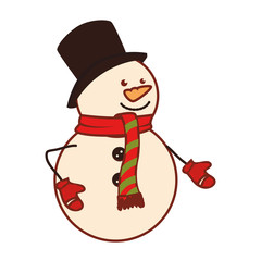 happy merry christmas snowman card vector illustration design