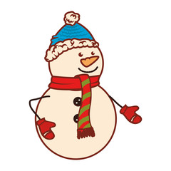 happy merry christmas snowman card vector illustration design