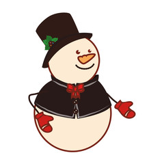 happy merry christmas snowman card vector illustration design