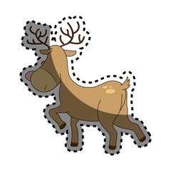 happy merry christmas reindeer card vector illustration design