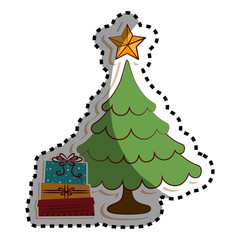 Obraz na płótnie Canvas happy merry christmas tree card vector illustration design