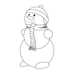 happy merry christmas snowman card vector illustration design