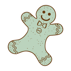 happy merry christmas ginger cookie card vector illustration design