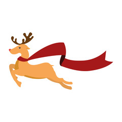 happy merry christmas reindeer card vector illustration design
