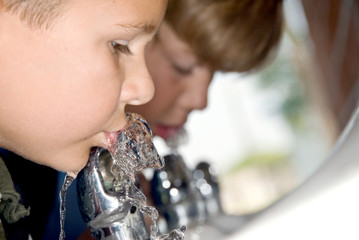 Students drinking water