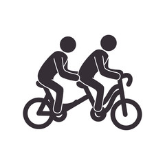 set with bicycle tandem and people pictograms vector illustration