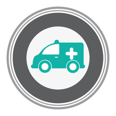 circular border with silhouette truck ambulance vector illustration