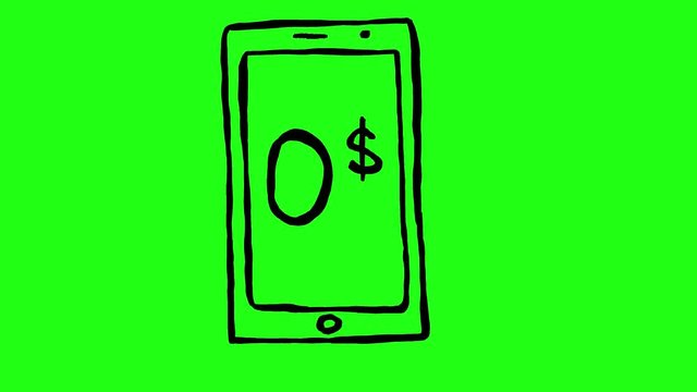 0$ smartphone on green screen background