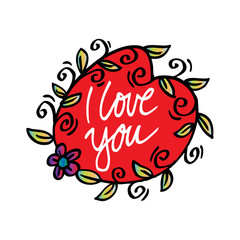 I Love You Hand Lettering Greeting Card with Floral