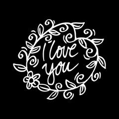 I Love You Hand Lettering Greeting Card with Floral