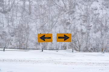 Traffic sign in snow