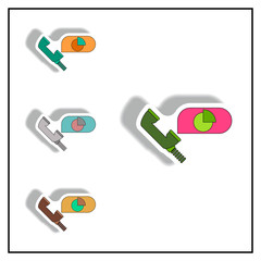 online market statistic information Vector illustration collection in paper sticker style of Business pie chart and handset