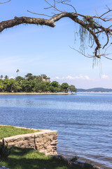 Fototapeta na wymiar Brazil, State of Rio de Janeiro, Paqueta Island, View of the island park and the bay