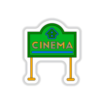 Vector illustration in paper sticker style cinema sign