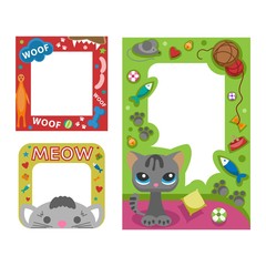 Cute happy birthday border photo frame vector illustration.