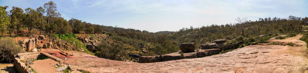 A panoramic view of the valley from top of National Park falls a