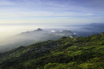 Fototapeta na wymiar Fog with mountain views