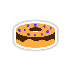 Vector illustration in paper sticker style donut