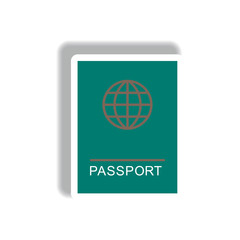 stylish icon in paper sticker style international passport