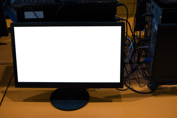 Fototapeta premium Desktop computer on white clipping inside.