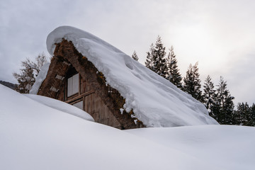 Heavy Snow at tradisional country house in Japan