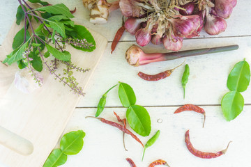 Vegetables on wood.  herbs and spices. Organic vegetables on woo