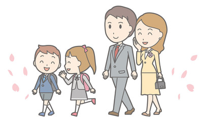 Illustration of entrance ceremony at elementary school vol.08