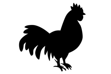 黒色の鶏のイラス　右向き