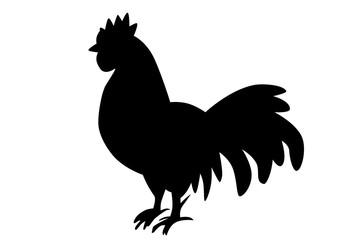 黒色の鶏のイラス　左向き