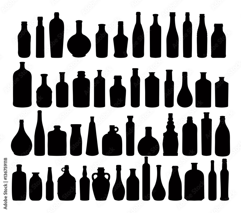 Wall mural Silhouettes of bottles - vector set
