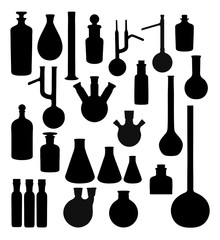 Silhouettes of chemical vessels - vector set