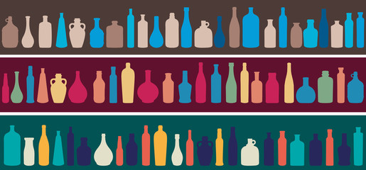 Seamless   bottles borders - vector illustration 
